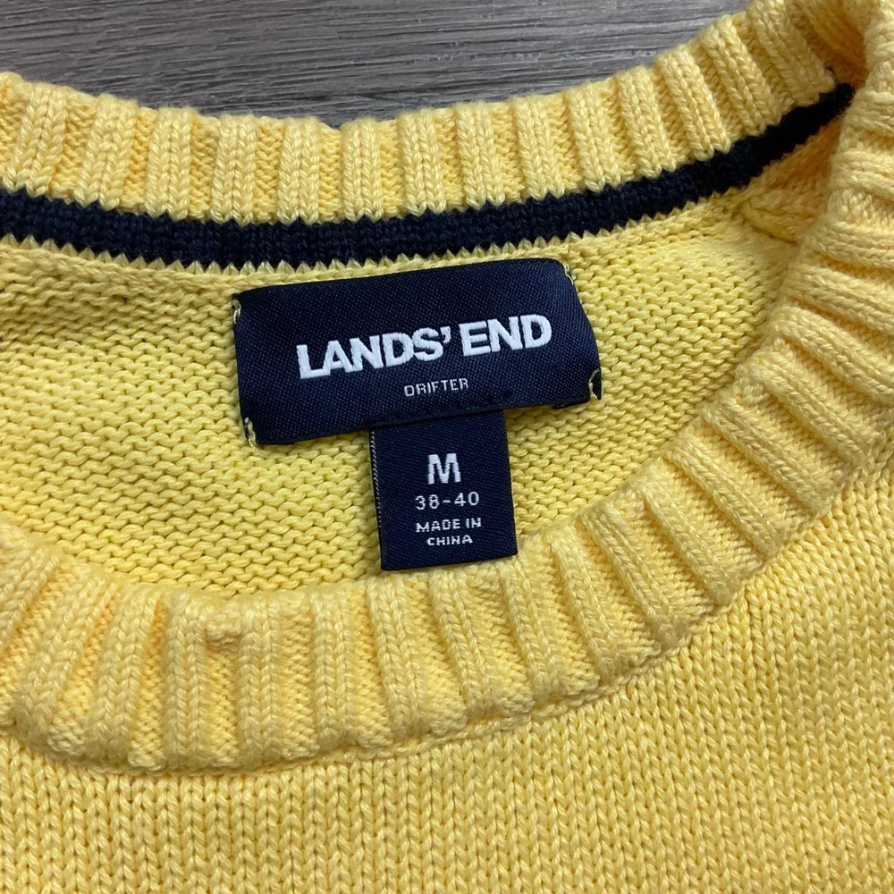 Lands End Drifter 100% Cotton Crewneck Raglan Sweater Mens Medium 38-40‎ Yellow